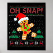 Oh Snap Gingerbread Man Merry Christmas Pajam Poster (Voorkant)