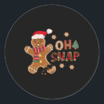 Oh Snap Gingerbread Man Merry Christmas Pajam Ronde Sticker<br><div class="desc">Oh Snap Gingerbread Man Vrolijk Kerstfeest Kerstpyjama Vakantie</div>