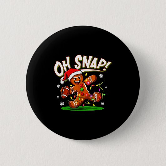 Oh Snap Gingerbread Man Santa Football Funny Chris Ronde Button 5,7 Cm (Voorkant)