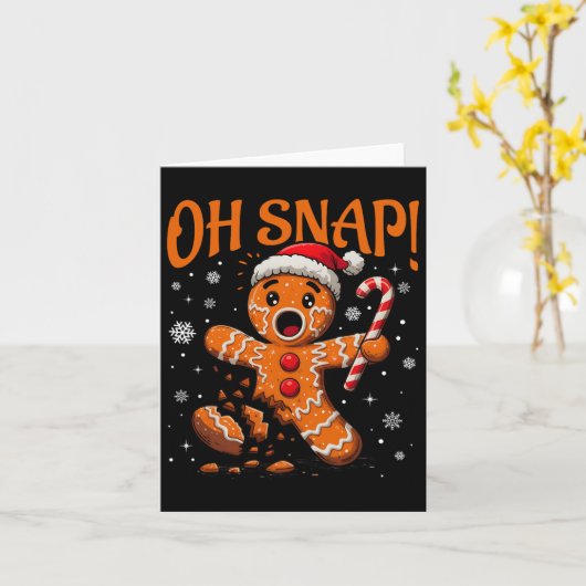 Oh Snap Gingerbread Man Schattige Christmas Cookie Kaart (Gele Bloem)
