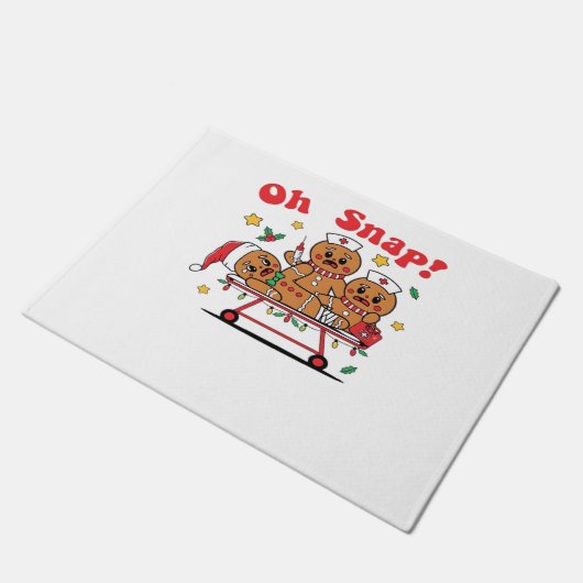 Oh Snap Gingerbread School Nurse Christmas Classic Deurmat (Schuin)