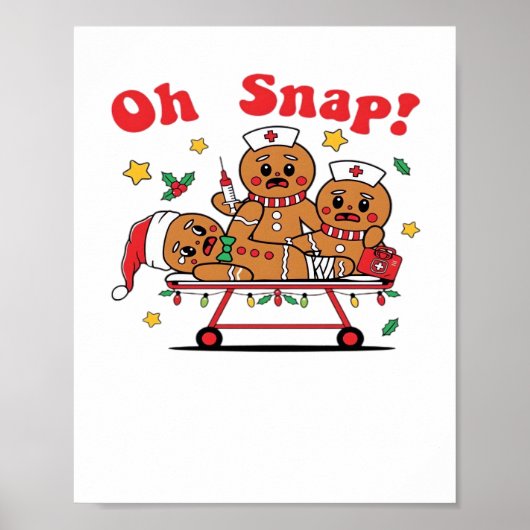 Oh Snap Gingerbread School Nurse Christmas Classic Poster (Voorkant)