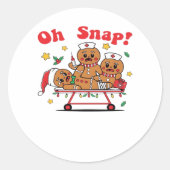 Oh Snap Gingerbread School Nurse Christmas Classic Ronde Sticker (Voorkant)