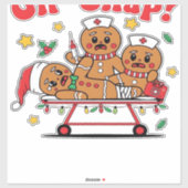 Oh Snap Gingerbread School Nurse Christmas Classic Sticker (Vel)