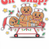 Oh Snap Gingerbread School Nurse Christmas Classic Sticker (Voorkant)