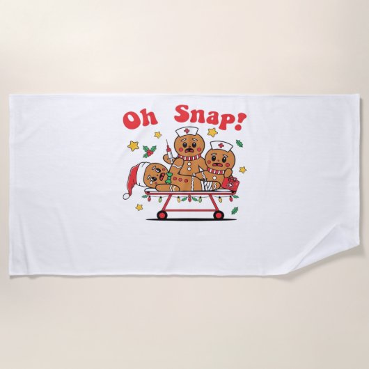 Oh Snap Gingerbread School Nurse Christmas Classic Strandlaken (Voorkant)