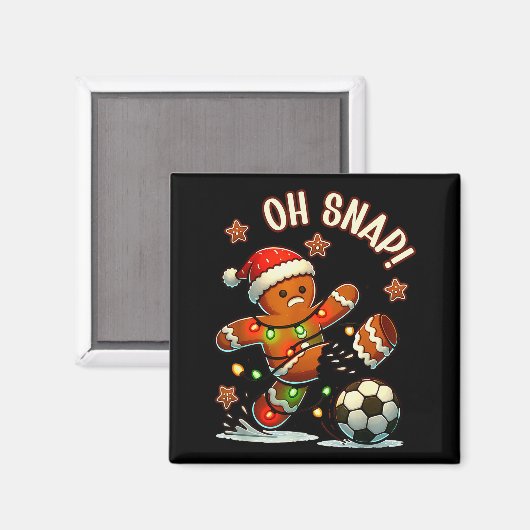 Oh Snap Gingerbreadman Christmas Soccer  Magneet (Voorkant / Achterkant)