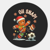 Oh Snap Gingerbreadman Christmas Soccer  Ronde Sticker (Voorkant)