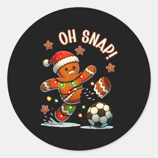 Oh Snap Gingerbreadman Christmas Soccer  Ronde Sticker (Voorkant)