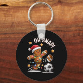 Oh Snap Gingerbreadman Kerstvoetbal Sleutelhanger (Voorkant)