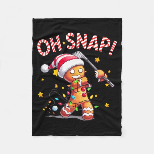 Oh Snap Gingerbreadman Xmas Golfer Golf Christmas  Fleece Deken (Voorkant)