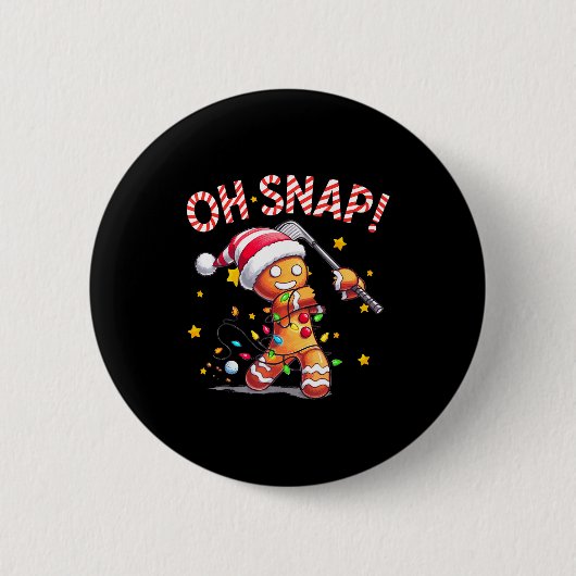 Oh Snap Gingerbreadman Xmas Golfer Golf Christmas  Ronde Button 5,7 Cm (Voorkant)