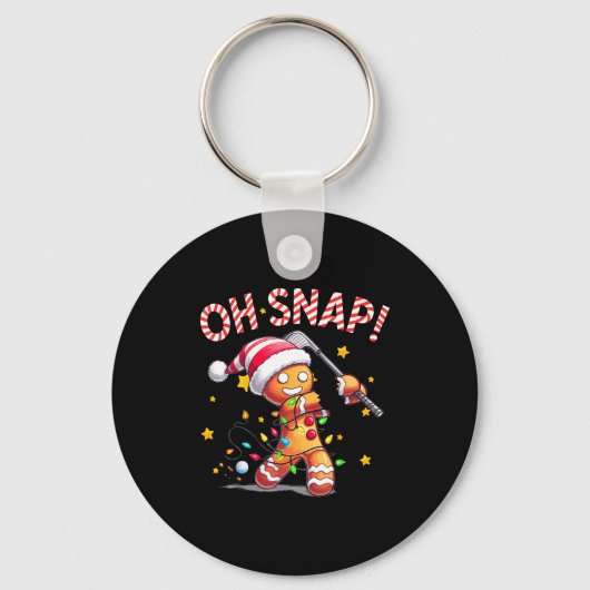 Oh Snap Gingerbreadman Xmas Golfer Golf Christmas  Sleutelhanger (Voorkant)