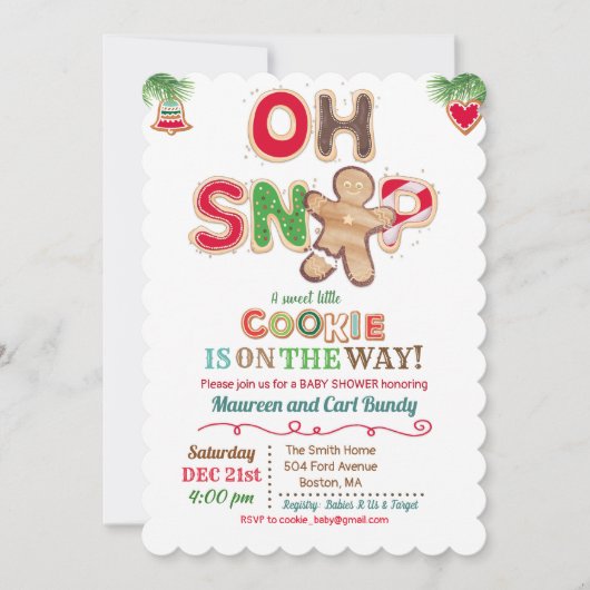 Oh Snap Gingerbrood Cookie Baby shower Kaart (Voorkant)