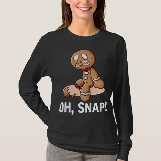 Oh Snap Gingerbrood Cookie Man Broken Leg Amputee T-shirt (Voorkant)