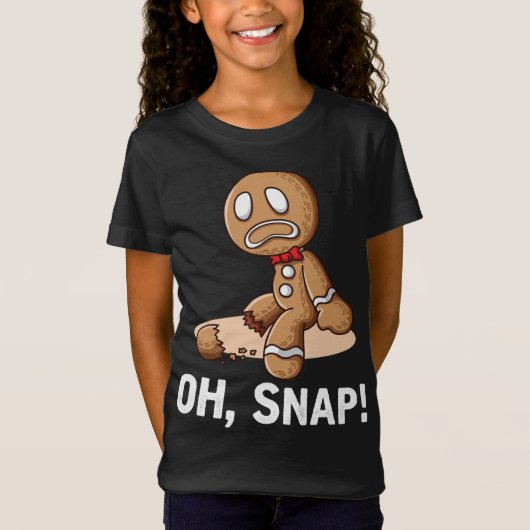 Oh Snap Gingerbrood Cookie Man Broken Leg Amputee T-shirt (Voorkant)