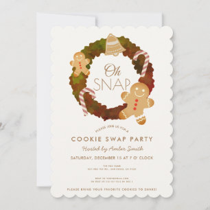 Oh Snap Gingerbrood Cookie Swap Party Invitation Feestdagenkaart