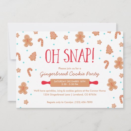 "Oh Snap!" Gingerbrood Koekkerst Kaart (Voorkant)