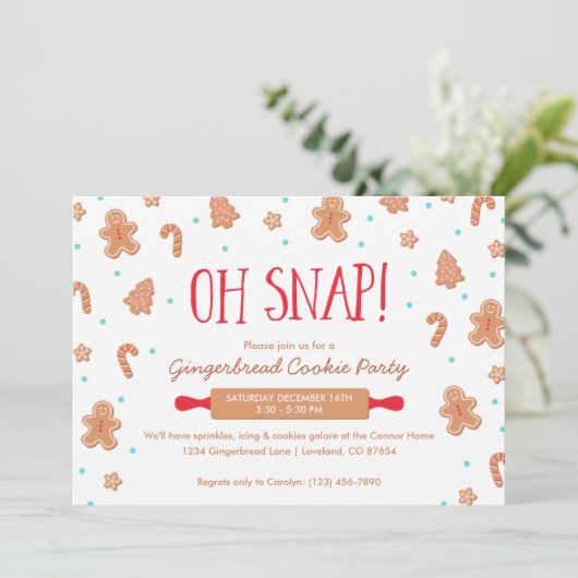 "Oh Snap!" Gingerbrood Koekkerst Kaart (Staand voorkant)