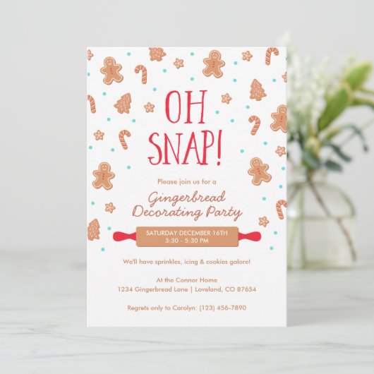 "Oh Snap!" Gingerbrood Koekkerst Kaart (Staand voorkant)