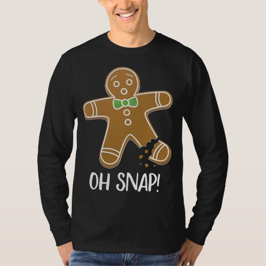 Oh Snap Gingerbrood Man Cookie Broken Leg Funny T-shirt (Voorkant)