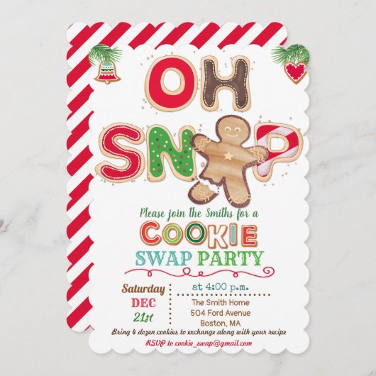 Oh Snap Gingerbrood Man Cookie Exchange Uitnodigin Kaart (Voorkant / Achterkant)