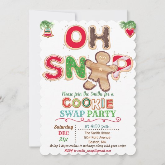 Oh Snap Gingerbrood Man Cookie Exchange Uitnodigin Kaart (Voorkant)