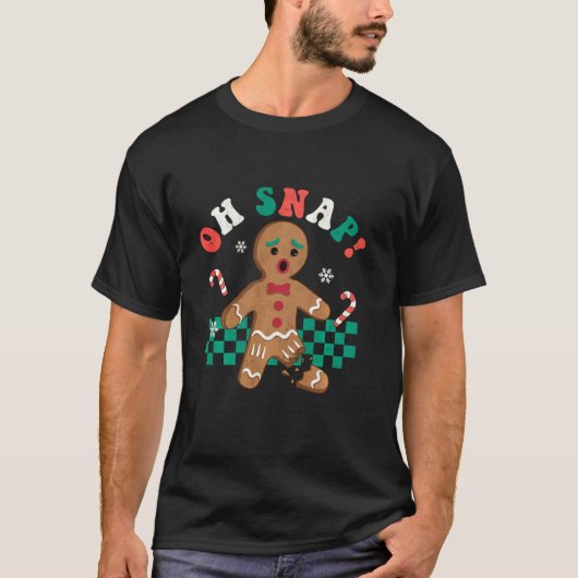 Oh Snap Gingerbrood Man Groovy Retro Kerstmis Xma T-shirt (Voorkant)