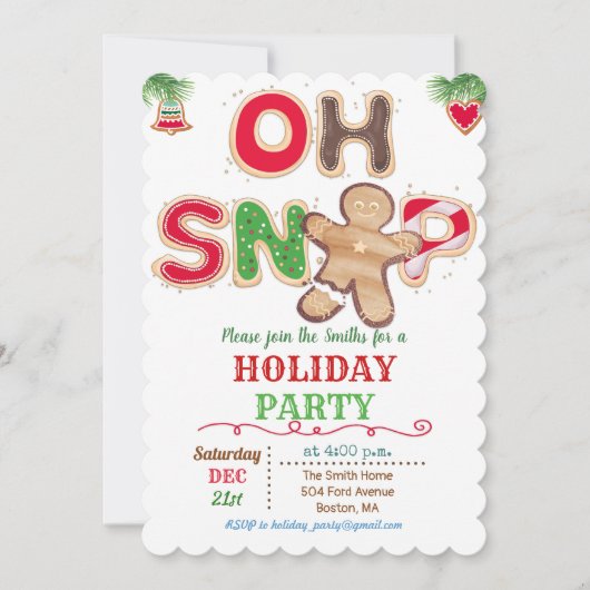 Oh Snap Gingerbrood Man Holiday Party Uitnodiging (Voorkant)