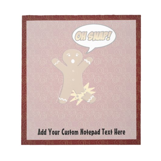 Oh Snap, Gingerbrood Man met Broken Leg Notitieblok (Voorkant)