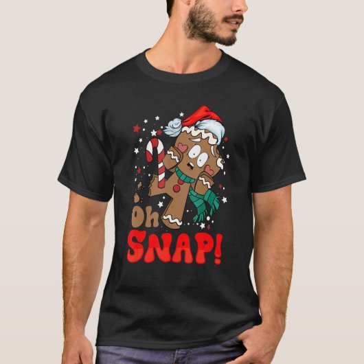 Oh Snap Gingerbrood Man Retro Kerstfamilie Mat T-shirt (Voorkant)