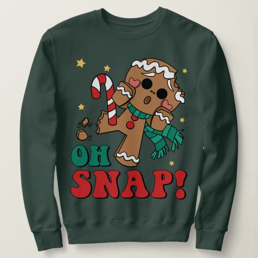 Oh Snap Gingerbrood Man Retro Merry Kerstmis Trui (Design voorkant)