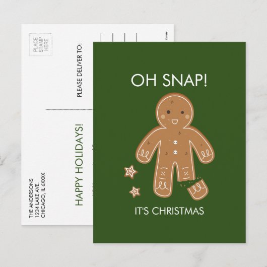 Oh Snap Gingerbrood Men Holiday Briefkaart (Voorkant / Achterkant)