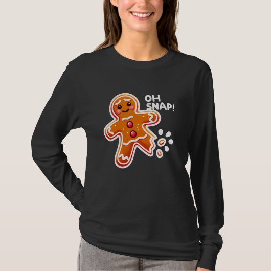 Oh Snap! Grappig Gingerbread Man Cookie gebroken b T-shirt (Voorkant)