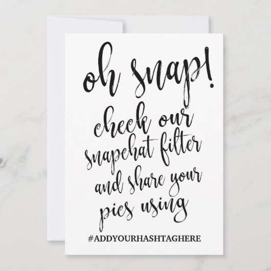 Oh Snap Hashtag Betaalbaar 5x7 Bord Kaart (Voorkant)