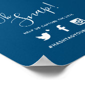 Oh snap hashtag bruiloft eenvoudig blauw wit poster (Hoek)