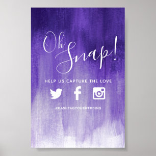 Oh snap hashtag bruiloft paarse moderne kunst poster