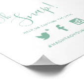 Oh snap hashtag bruiloft simpele sms'jes groen poster (Hoek)
