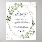 Oh Snap Hashtag Sign Geometric Greenery Eucalyptus Poster (Voorkant)
