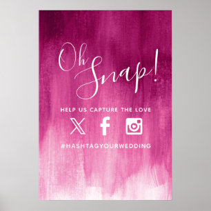 Oh snap hashtag trouwroze rode moderne kunst poster