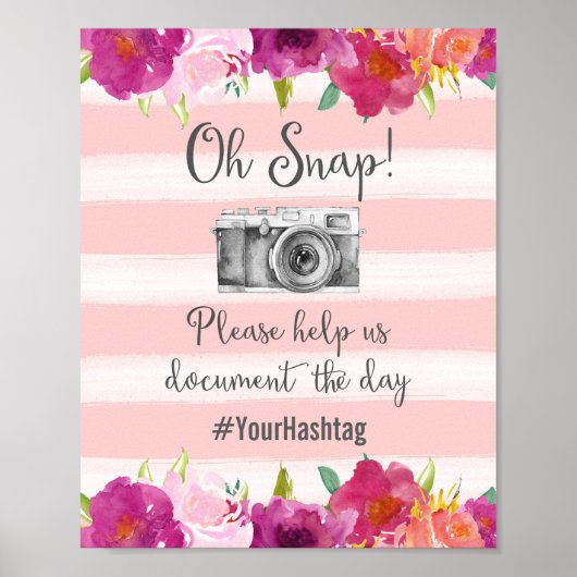 Oh Snap Hashtag Wedding Poster Print (Voorkant)