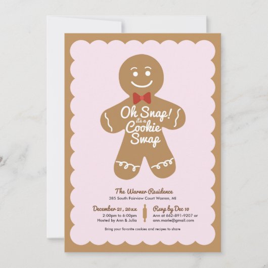 Oh Snap het is een Cookie Swap Holiday Party Kaart (Voorkant)