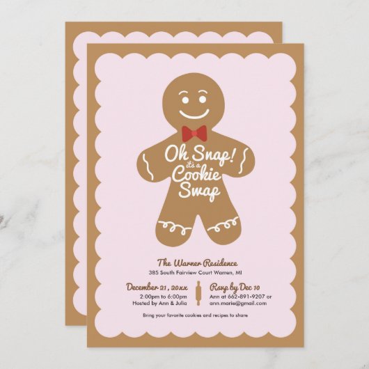 Oh Snap het is een Cookie Swap Holiday Party Kaart (Voorkant / Achterkant)