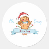 Oh Snap Het is een jongen peperkoek moeder Ronde Sticker (Voorkant)