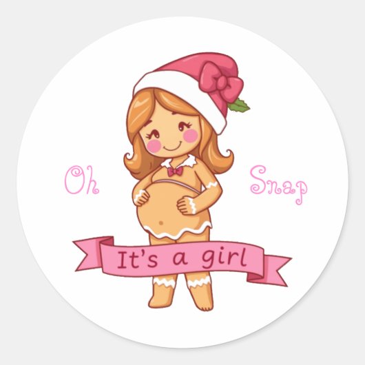 Oh Snap Het is een Meisje Gingerbread Mom Ronde Sticker (Voorkant)