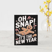 Oh Snap Het Is Nieuwjaar Gebruine Suiker Man Kerst Kaart (Gele Bloem)