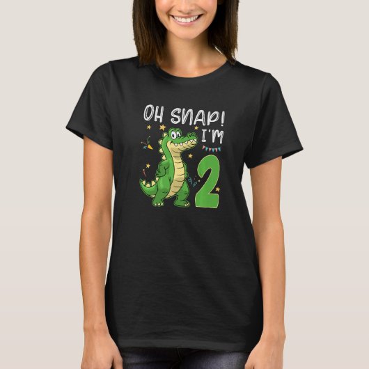 Oh Snap ik ben 2 Crocodile Alligator 2e jaar oud B T-shirt (Voorkant)