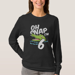 Oh Snap I'm 6 Alligator Crocodile 6th Birthday Gat T-shirt