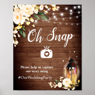 Oh Snap Instagram Bord Blush Rozen Bloeiend Groen Poster
