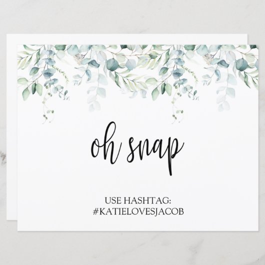 Oh Snap Instagram # Sign - Eucalyptus Weddenschap (Voorkant / Achterkant)